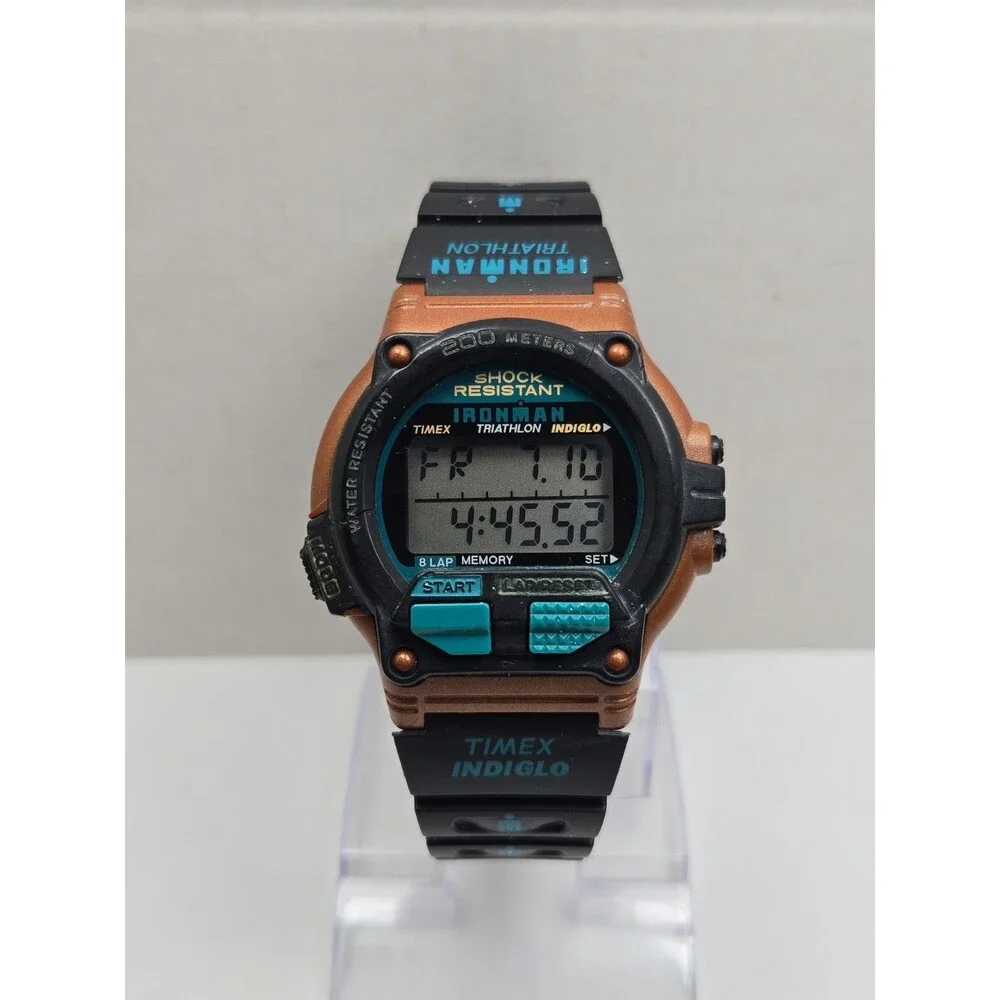 Vintage 1995 Timex Ironman Copper Digital 8Lap Watch Indiglo New Battery -  Read
